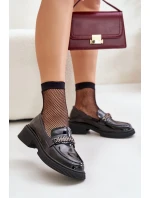 Dámské Lakované Mokasíny Loafersy S Ozdobou D&A Černé Dámské Lakované Mokasíny Loafersy S Ozdobou D&A Černé