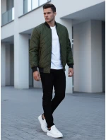 Pánská prošívaná bunda bomber zelená TX2216 Pánská prošívaná bunda bomber zelená TX2216