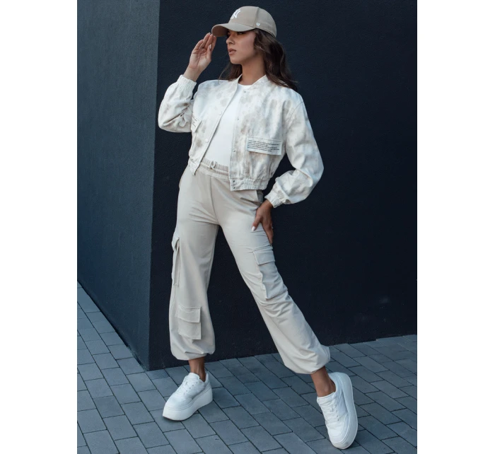 Dámská béžová bomber bunda SERRO s vázáním FashionStreet TY4478