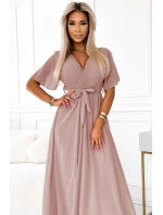 Dlouhé šaty se výstřihem a vázáním model 22316503 - numoco basic