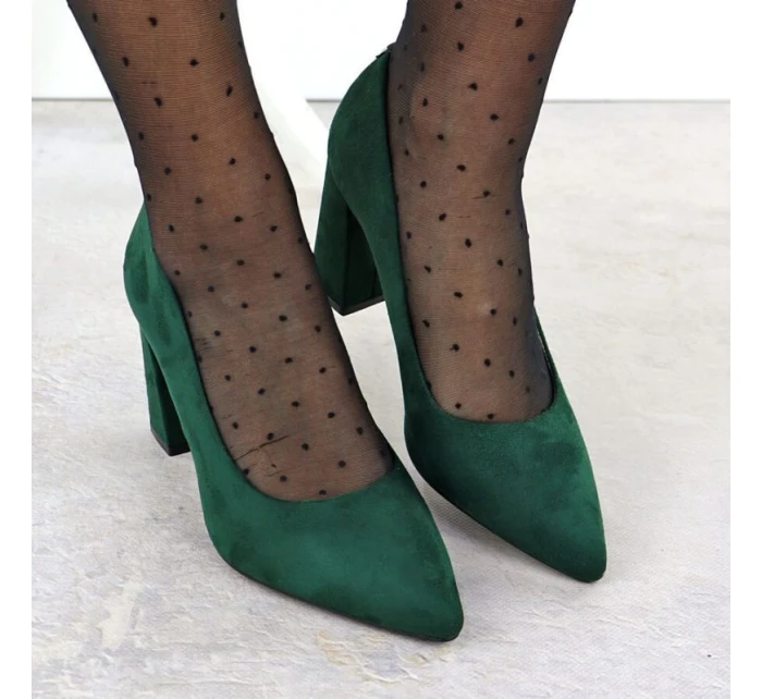 Zelené semišové lodičky na jehlovém podpatku Sergio Leone PB216