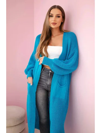 Svetr dlouhý kardigan tyrkys