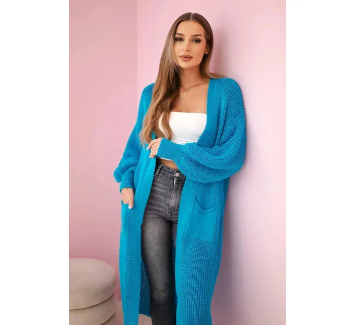 Svetr dlouhý kardigan tyrkys