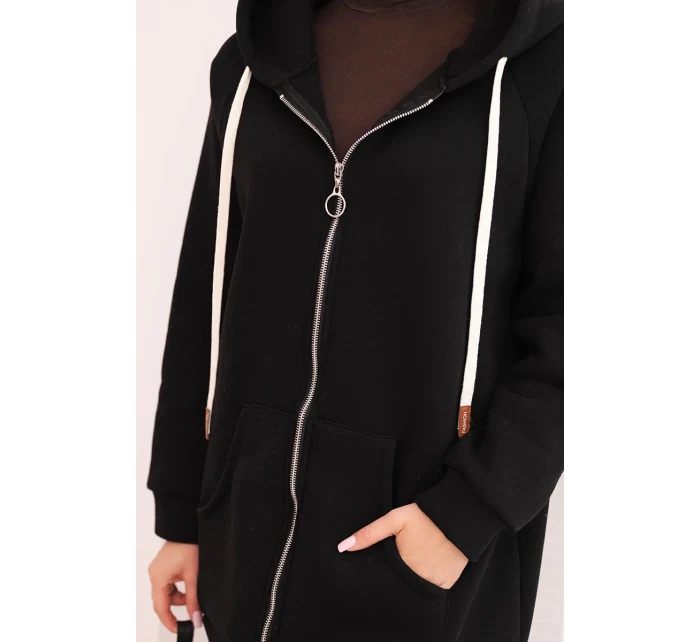 Dámská zateplená mikina s kapucí a zipem černá