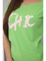 Dámská bavlněná halenka s potiskem CHIC zelená Dámská bavlněná halenka s potiskem CHIC zelená