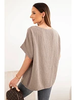 Dámská bavlněná halenka oversize s výstřihem do V a krajkou fango Dámská bavlněná halenka oversize s výstřihem do V a krajkou fango