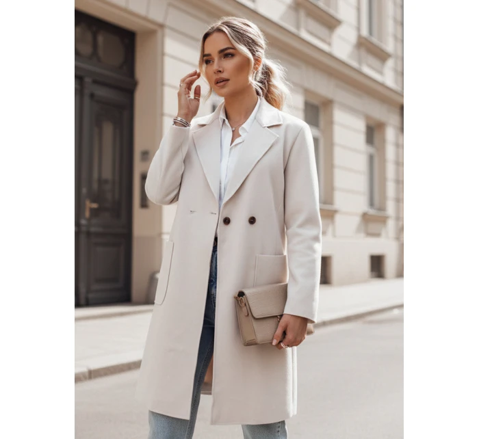 dámský oversize kabát dlouhý béžový Dstreet model 21981934 - FashionStreet