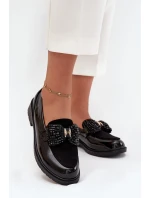 Lakované Dámské Mokasíny S Mašlí S.Barski HY51-319 Černé