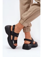 Kožené Dámské Sandály Na Platformě Černé Mertella Kožené Dámské Sandály Na Platformě Černé Mertella