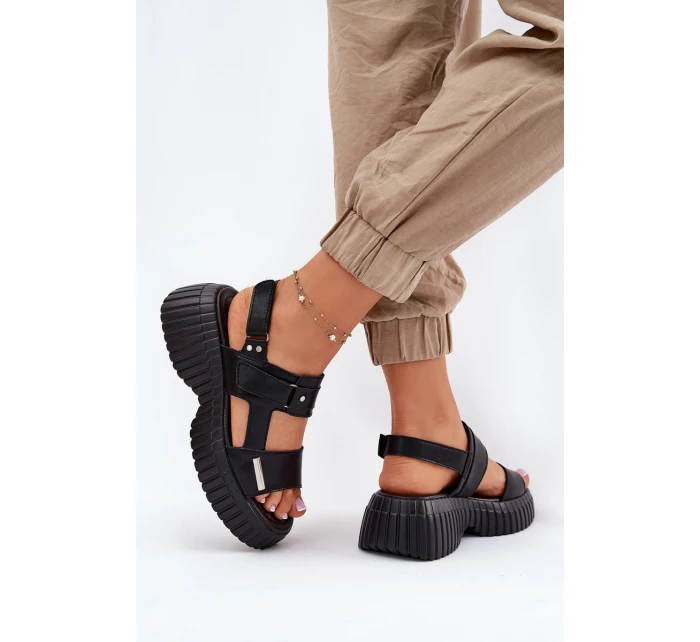 Kožené Dámské Sandály Na Platformě Černé Mertella Kožené Dámské Sandály Na Platformě Černé Mertella