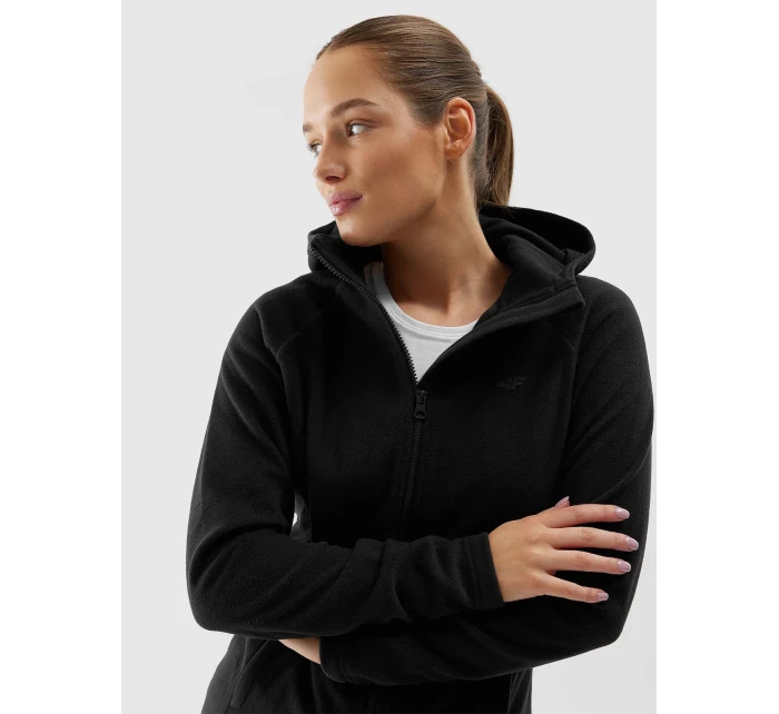 Dámský fleece regular s kapucí 4F - černý Dámský fleece regular s kapucí 4F - černý