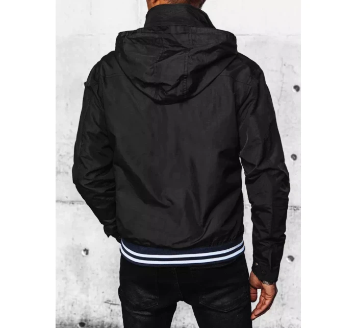 Pánská přechodná bunda s kapucí černá FashionStreet TX4378 Pánská přechodná bunda s kapucí černá FashionStreet TX4378
