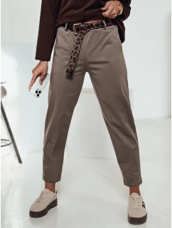Dámské kalhoty LEOCINCIN v jedné velikosti s páskem khaki FashionStreet UY2262