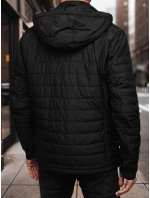 Pánská přechodná prošívaná bunda s kapucí černá FashionStreet TX4998