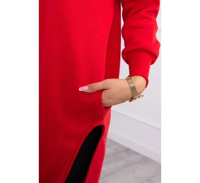 Mikina s bočními rozparky červená