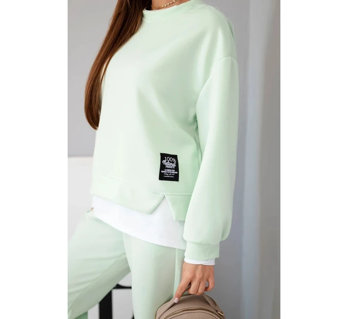 Dámský komplet s máslovou barvou, volnou mikinou a tepláky jasně mátová Dámský komplet s máslovou barvou, volnou mikinou a tepláky jasně mátová