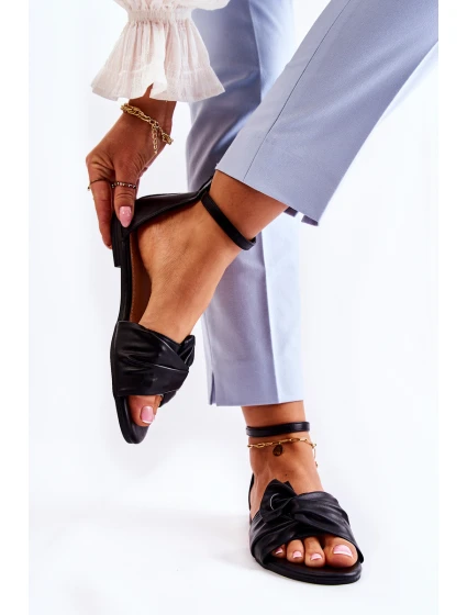 Módní dámské kožené sandály černé model 21587781 - EVENTO