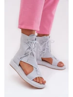 Dámské sandály Eko semiš s horní částí a šněrováním Modré Ferlisse