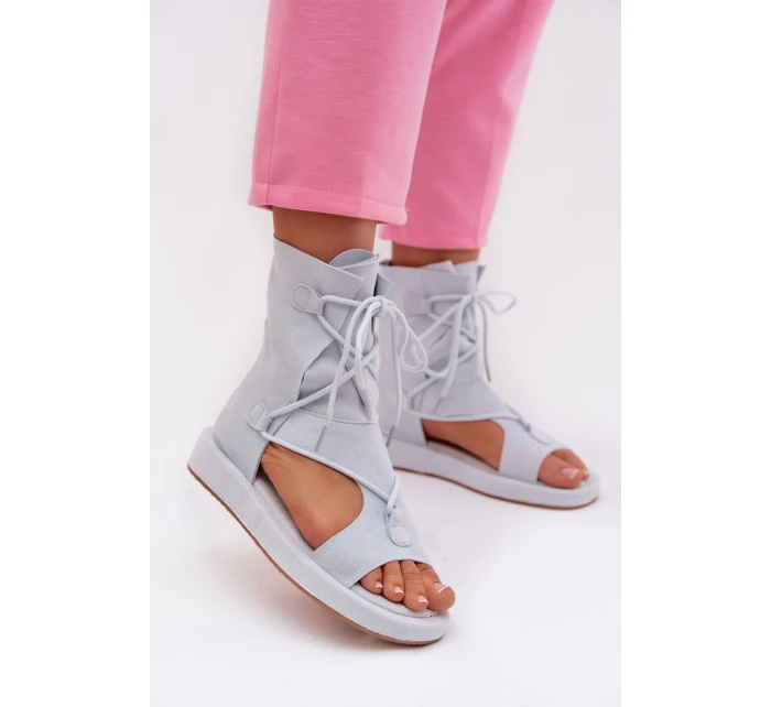 Dámské sandály Eko semiš s horní částí a šněrováním Modré Ferlisse