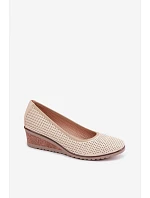 Dámské polobotky na platformě model 22067188 světle béžové - VINCEZA