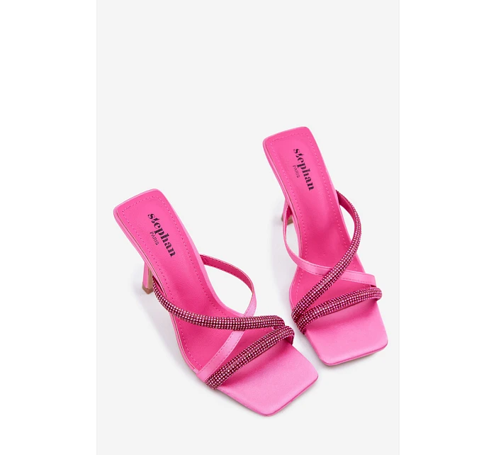 Dámské lodičky na jehlovém podpatku s pásky a kamínky fuchsiové model 22103243 - Boto Dámské lodičky na jehlovém podpatku s pásky a kamínky fuchsiové model 22103243 - Boto