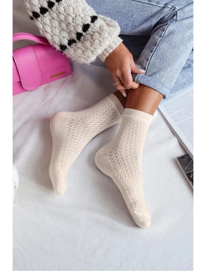 Dámské ażurowé ponožky – ecru Dámské ażurowé ponožky – ecru