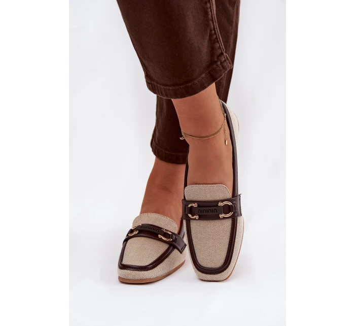 Dámské mokasíny / loafersy s ozdobným detailem – hnědo-béžové Evelora