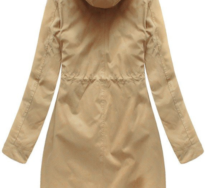 Béžová dámská zimní bunda parka s kapucí a odepínací podšívkou (7626big)