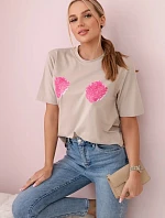 Bavlněná halenka s květinovým potiskem béžový