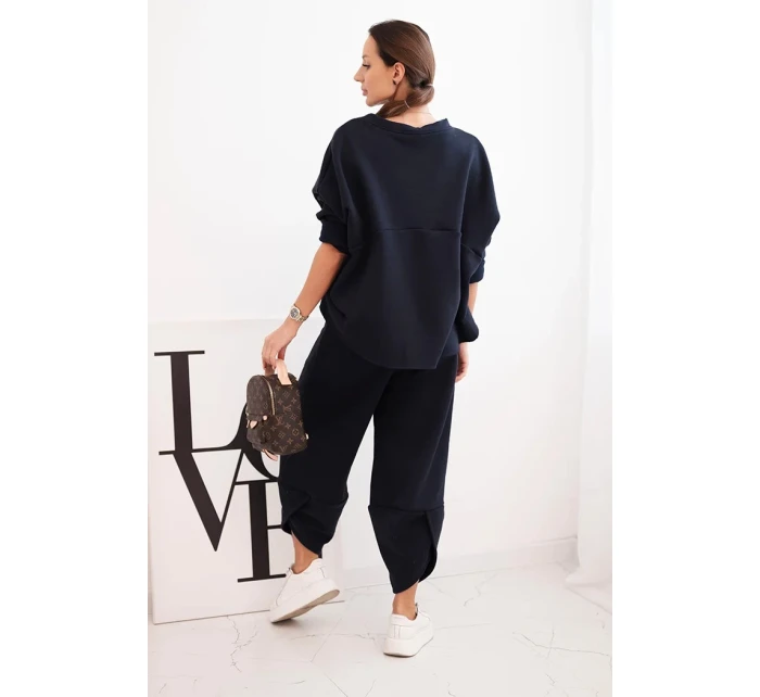 Dámská tepláková souprava z materiálu se širokými nohavicemi model 21489458 - K-Fashion Dámská tepláková souprava z materiálu se širokými nohavicemi model 21489458 - K-Fashion