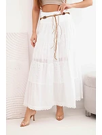 Dámská maxi bavlněná sukně s model 22048763 výšivkou a elastickým pasem bílá - K-Fashion Dámská maxi bavlněná sukně s model 22048763 výšivkou a elastickým pasem bílá - K-Fashion