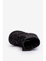 Dětské Brokatové Botky Oceněné Se Zipem Černé Saussa Dětské Brokatové Botky Oceněné Se Zipem Černé Saussa