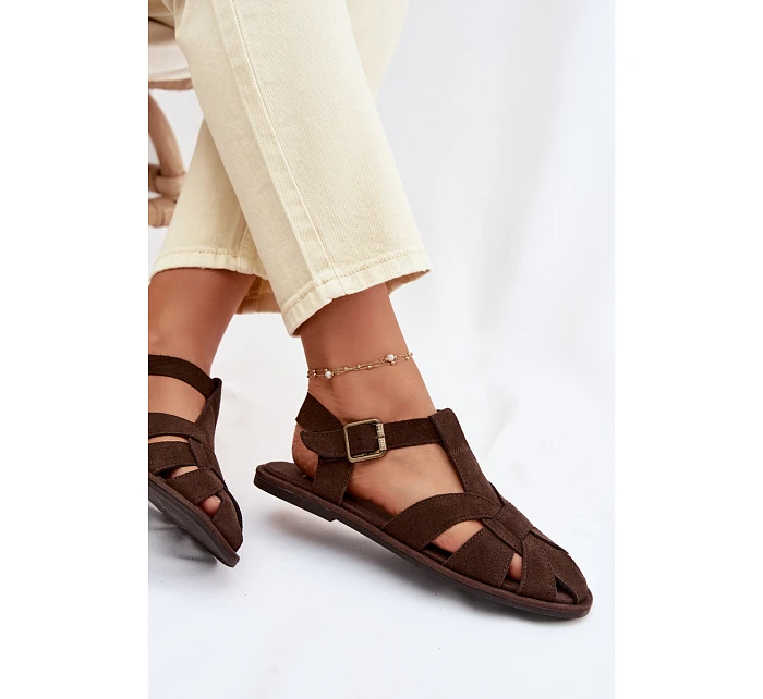 Dámské Sandály Ploché z Semiše Big Star Čokoládové model 22064182 - Big Star Shoes Dámské Sandály Ploché z Semiše Big Star Čokoládové model 22064182 - Big Star Shoes