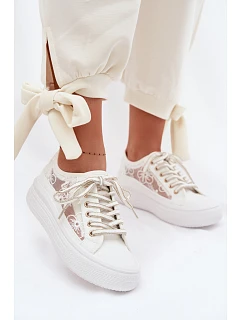 Dámské tenisky s krajkou na platformě Lee Cooper LCW-26-44-4480 Bílé