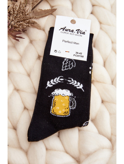 Pánské vzorované ponožky Beer Black
