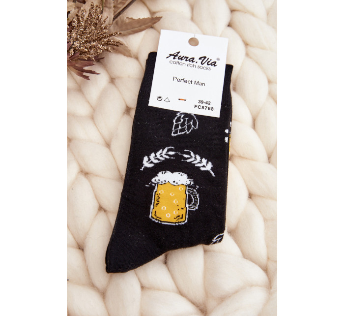 Pánské vzorované ponožky Beer Black