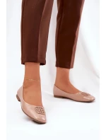 Dámské lakované elegantní baleríny s ozdobným detailem Vinceza – béžové