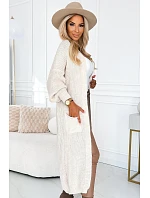 Svetr Cardigan s kapsami 627-1 béžový - Numoco