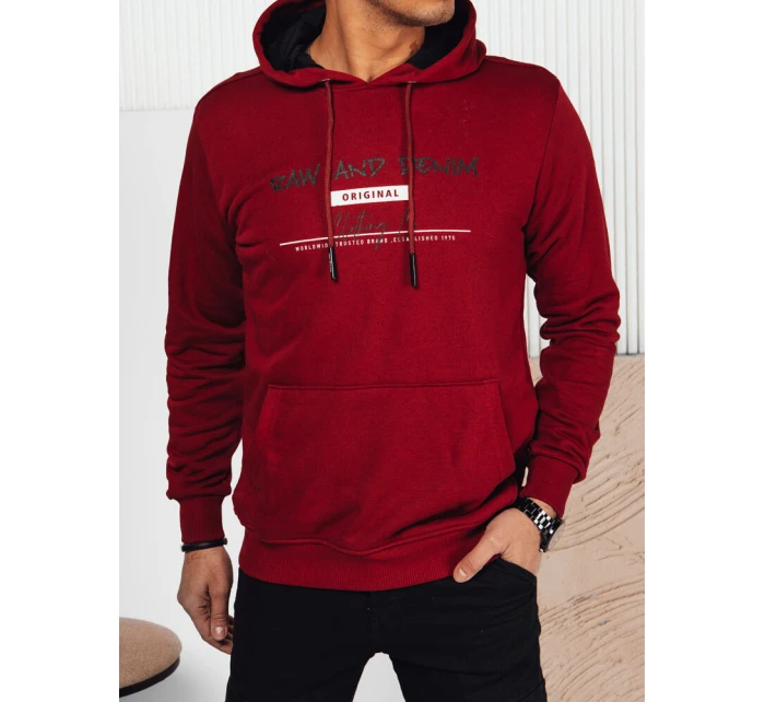 Pánská mikina s potiskem bordó FashionStreet BX5707