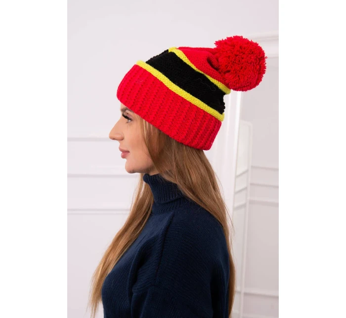 Dámská čepice Kinga K297 červená+kiwi+černá Dámská čepice Kinga K297 červená+kiwi+černá