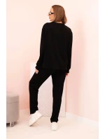 Komplet dámský máslový mikina a kalhoty s gumou černý Komplet dámský máslový mikina a kalhoty s gumou černý