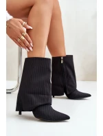 Dámské boty na podpatku se svrškem a  černé model 21670413 - Boto