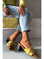 Dámské sandály na podpatku s Eko semišové Žluté model 21937782 - Boto
