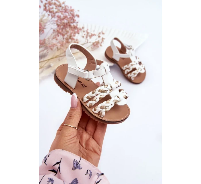 Dětské sandály na suchý zip s pruhy bile Sammy