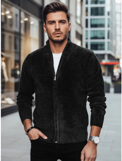 Pánský rozepínací svetr černý Dstreet model 21982388 - FashionStreet