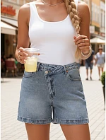 Dámské džínové šortky s vysokým pasem modré FashionStreet SY0518