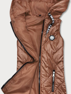 Dámská vesta v karamelové barvě s kapucí (B0130-22)