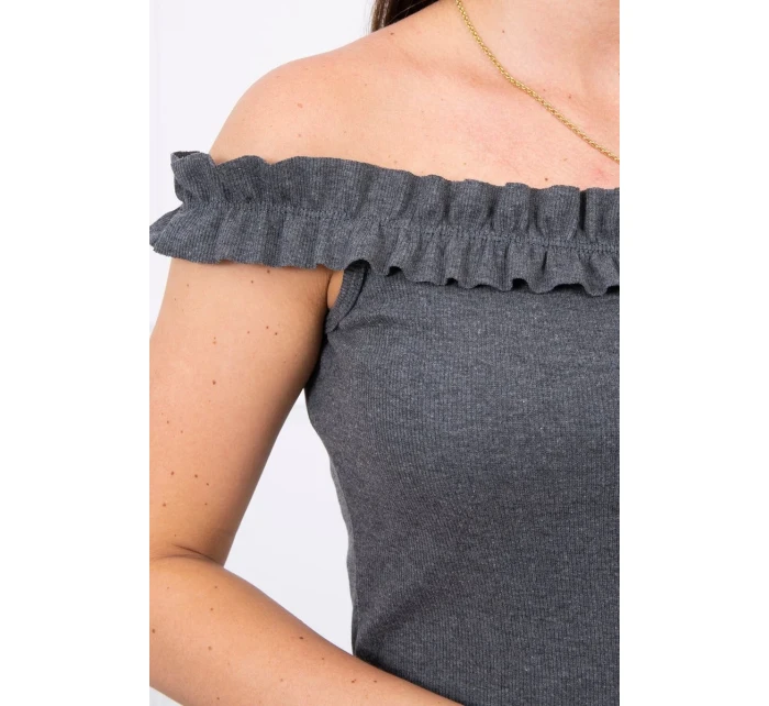 Španělské šaty s volánky grafitové Španělské šaty s volánky grafitové