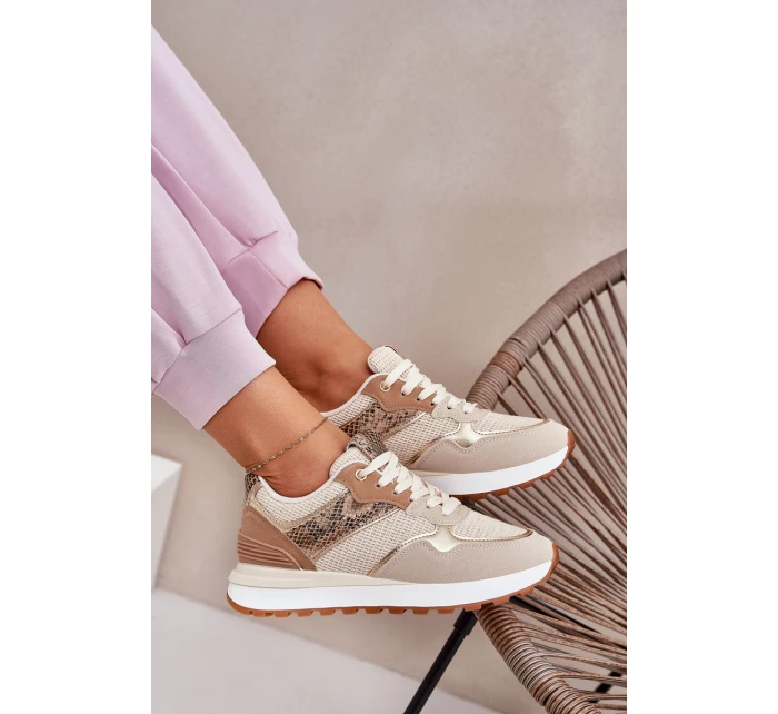 Dámské Sportovní Boty Na Platformě Zvířecí Vzor Béžové Davinara Dámské Sportovní Boty Na Platformě Zvířecí Vzor Béžové Davinara