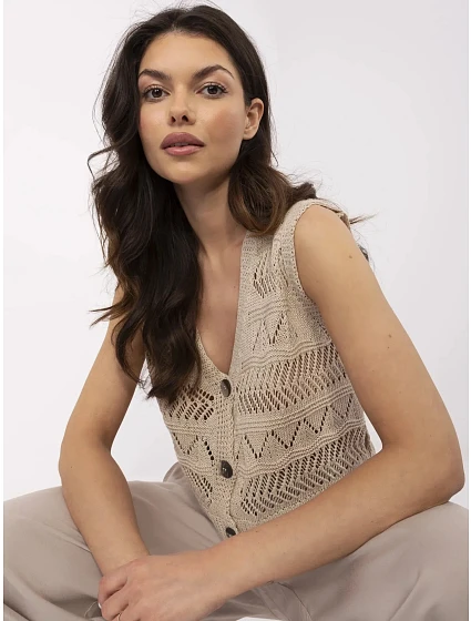 Sweter model 21057818 beżowy - FPrice Sweter model 21057818 beżowy - FPrice